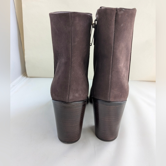 Schutz Mikki Block Heel Brown Suede Bootie Pointed Toe Nobuck Size 8 - Picture 6 of 14